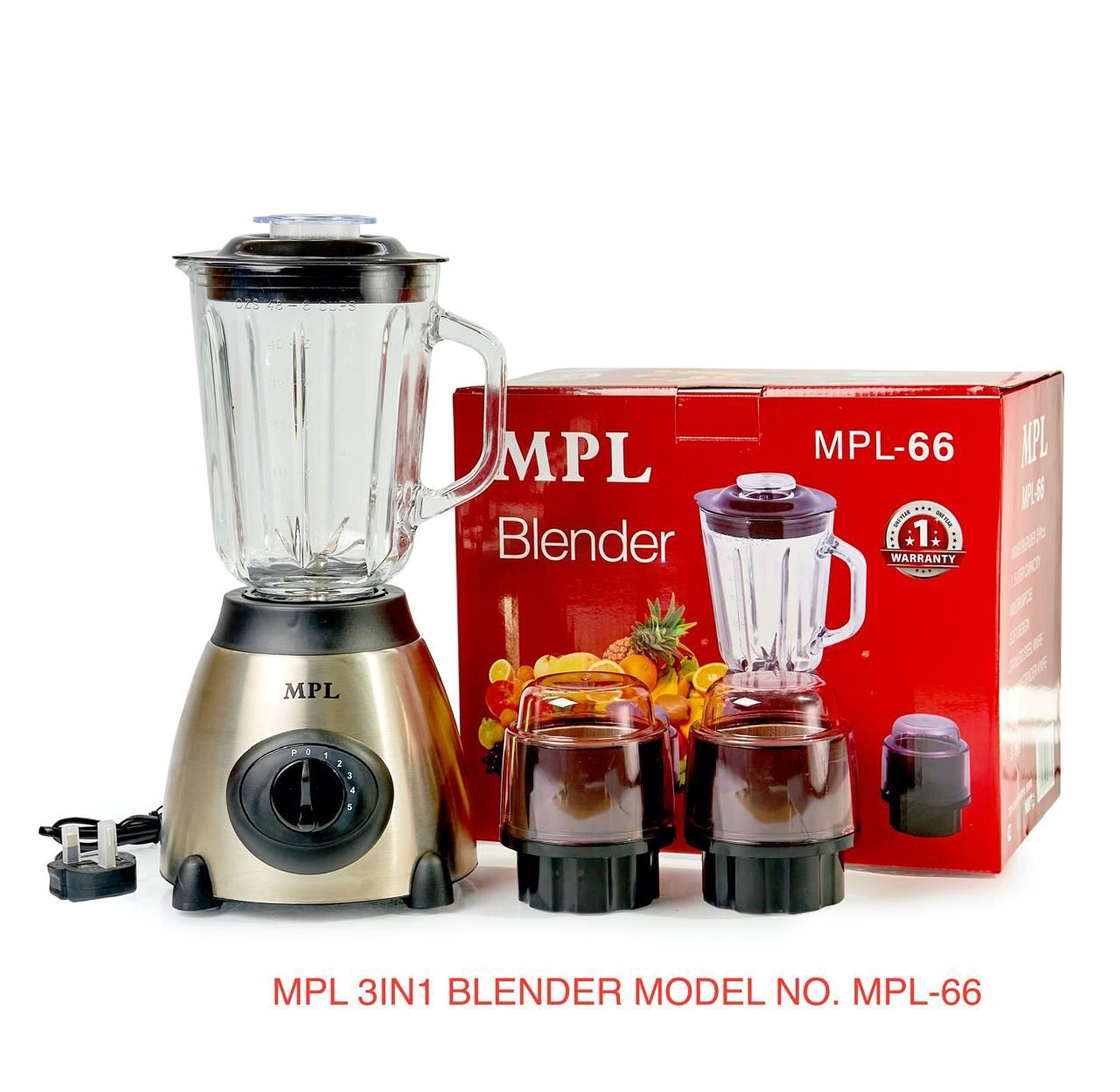 BLENDER. Primdale  3 in 1 food processor stainless steel glass jar blender image