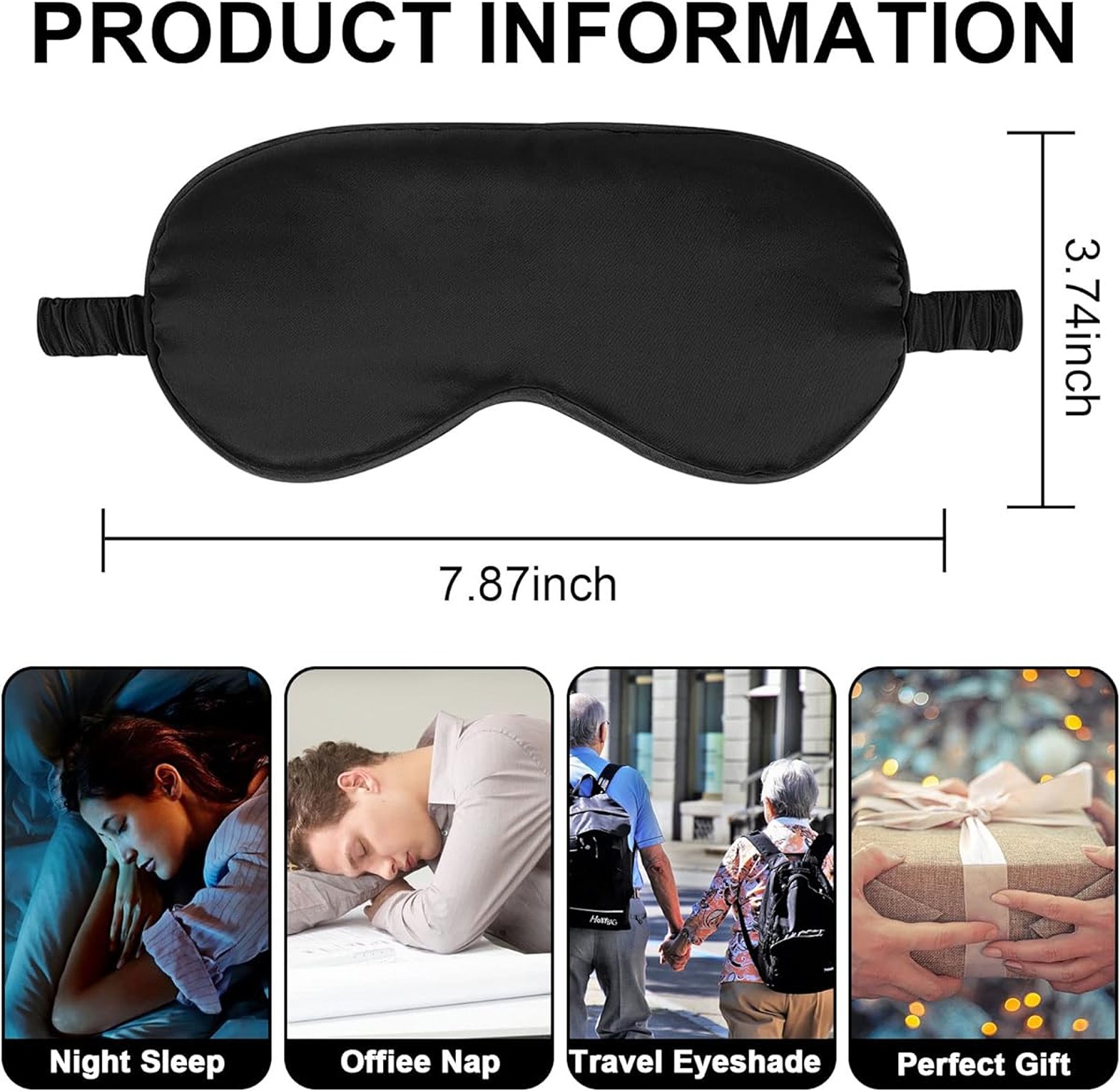 Silk Sleep Mask 100% Blackout Soft Eye Blindfold for Sleeping & Travel - Comfortable Night Eyemask image