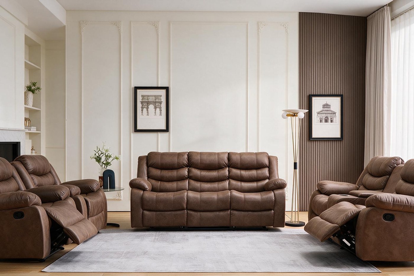 BRUCE 7 Seater Fabric Recliner Sofa (3+2+1+1) image 1