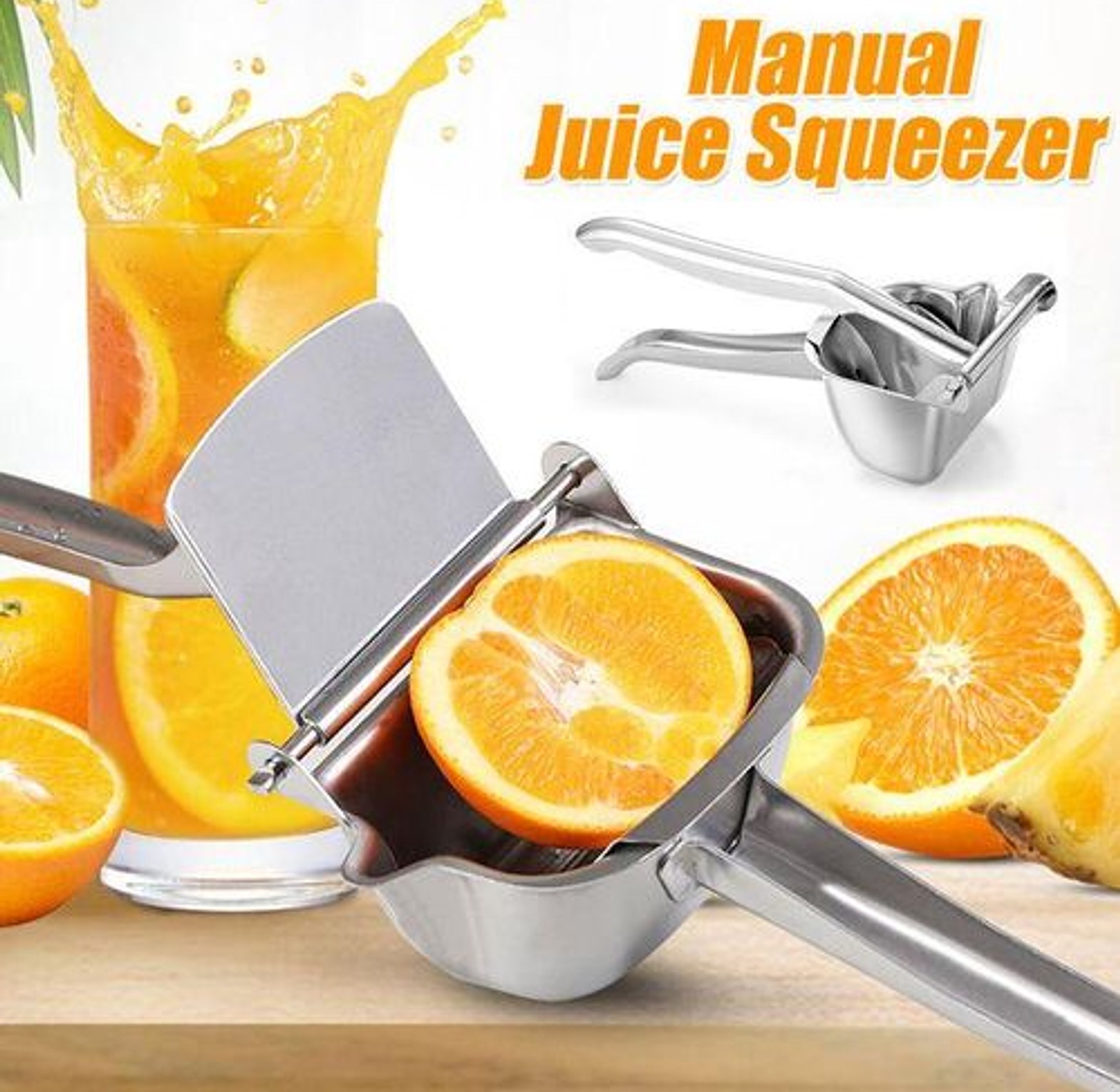 Juicer. Stainless Steel Manual Fruit Juicer Crusher Squeezer Hand Press Lemon Orange image