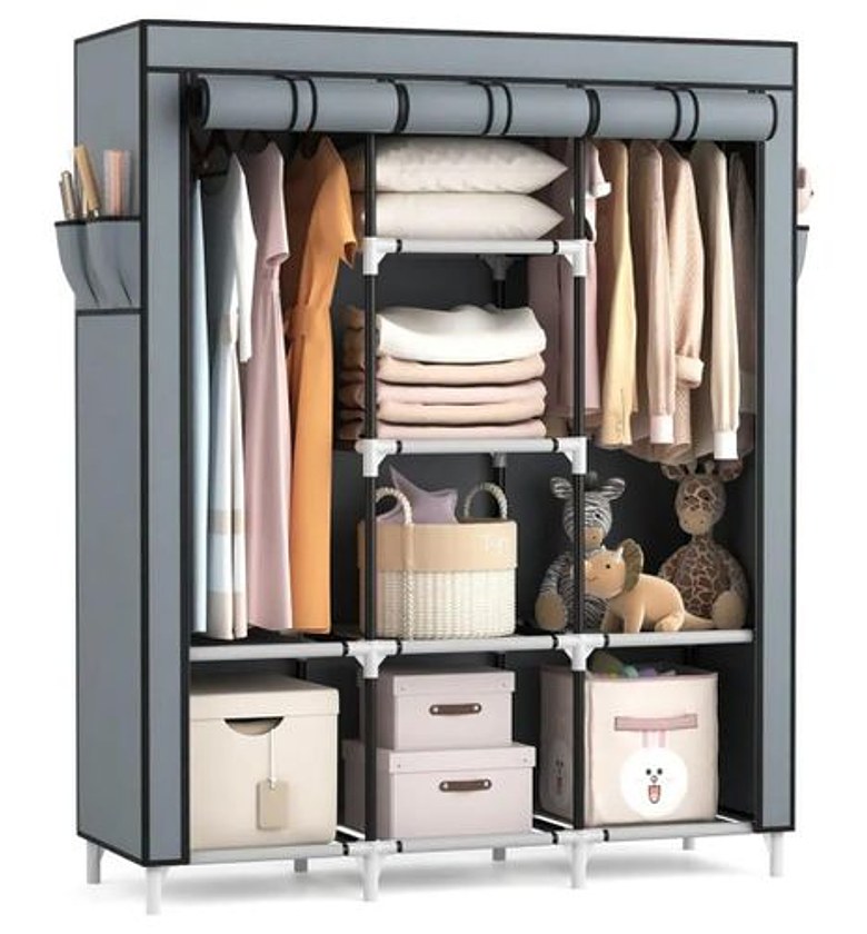 HOMMY 3 Column Metallic Wardrobe - Grey image