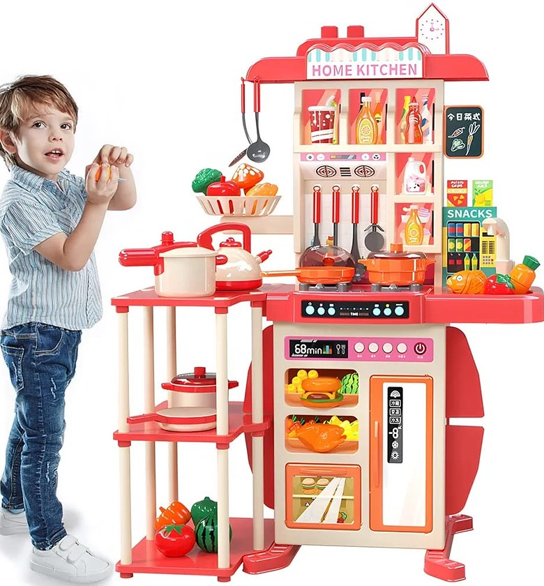 73PC KITCHEN SET Includes A Countertop Table With Stove, Sink, Multiple Appliances, Utensils, Storage Space and 73 Kitchen Accessories.  image