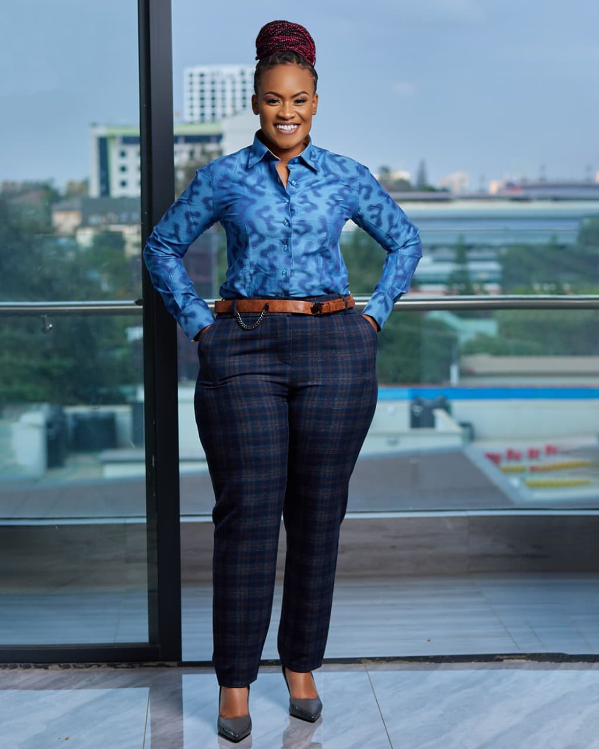 Azure Grace floral shirt, navy blue Shirt image