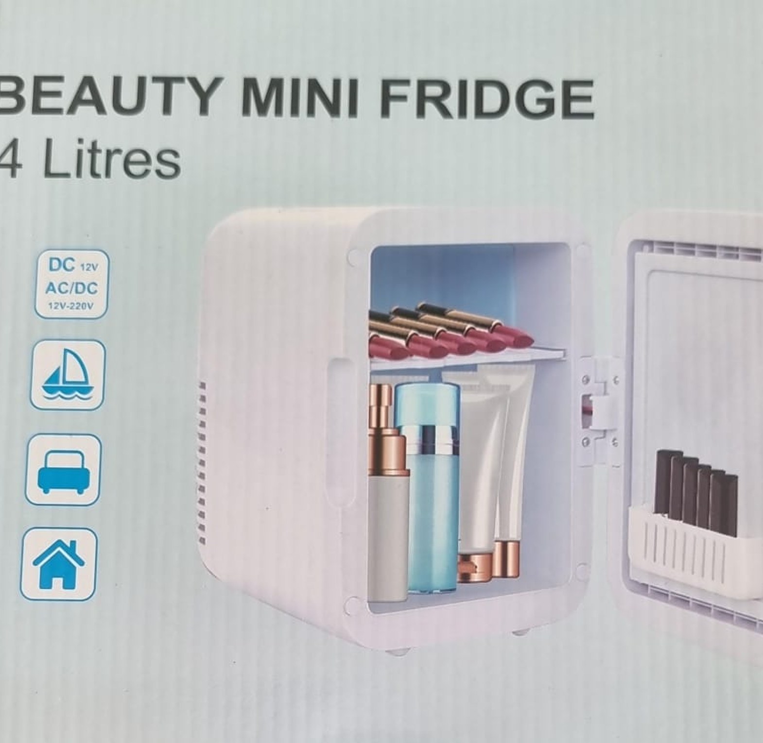 4L portable beauty car fridge with mirror and dual power option image
