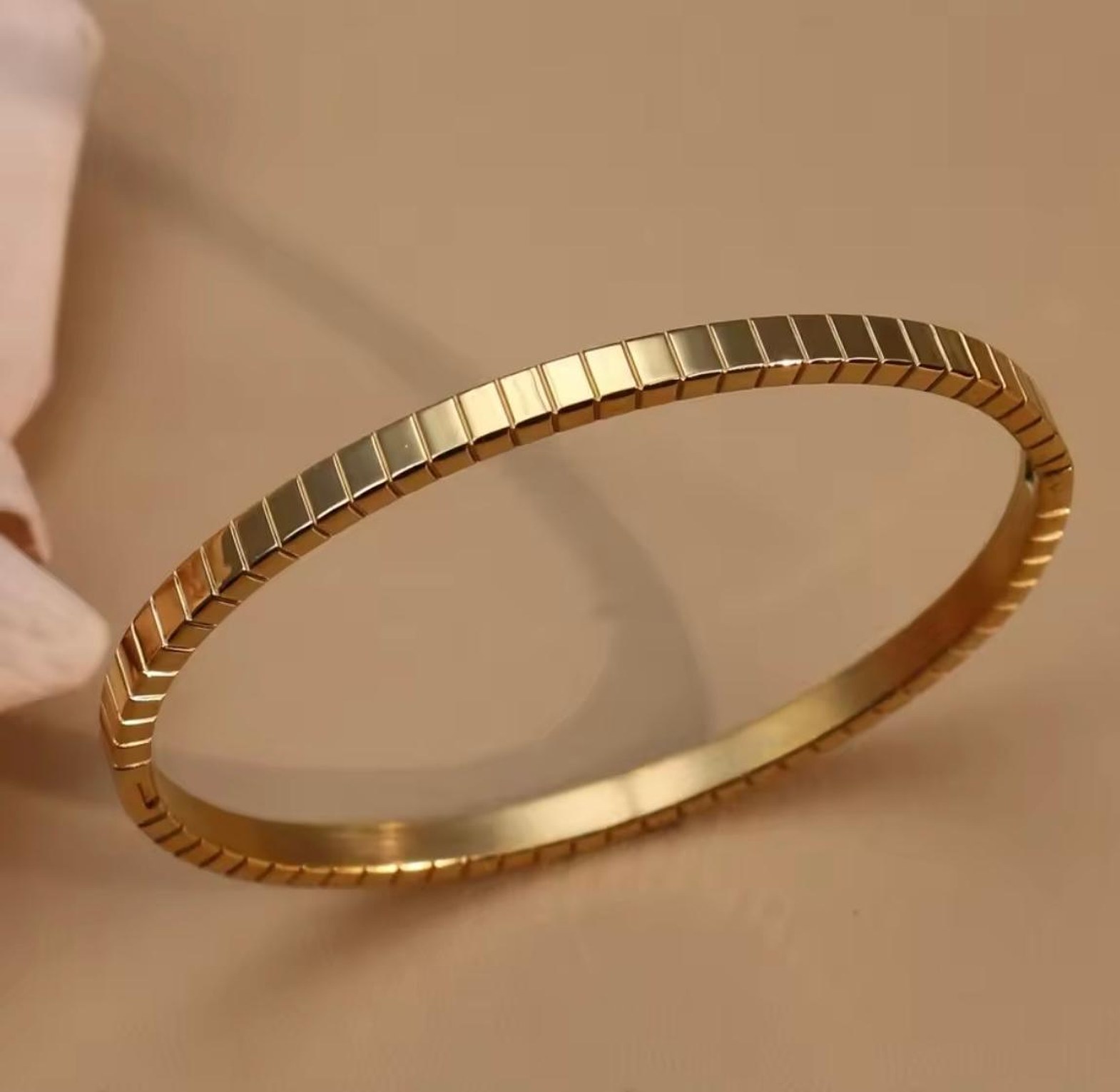 Geometric Segment Gold Bangle image
