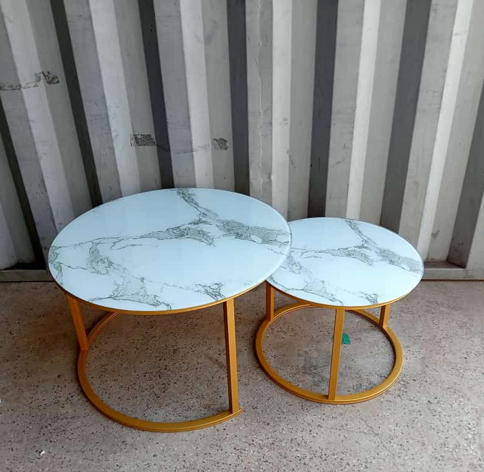 Marble Nesting Coffee Table (glass effect) white image