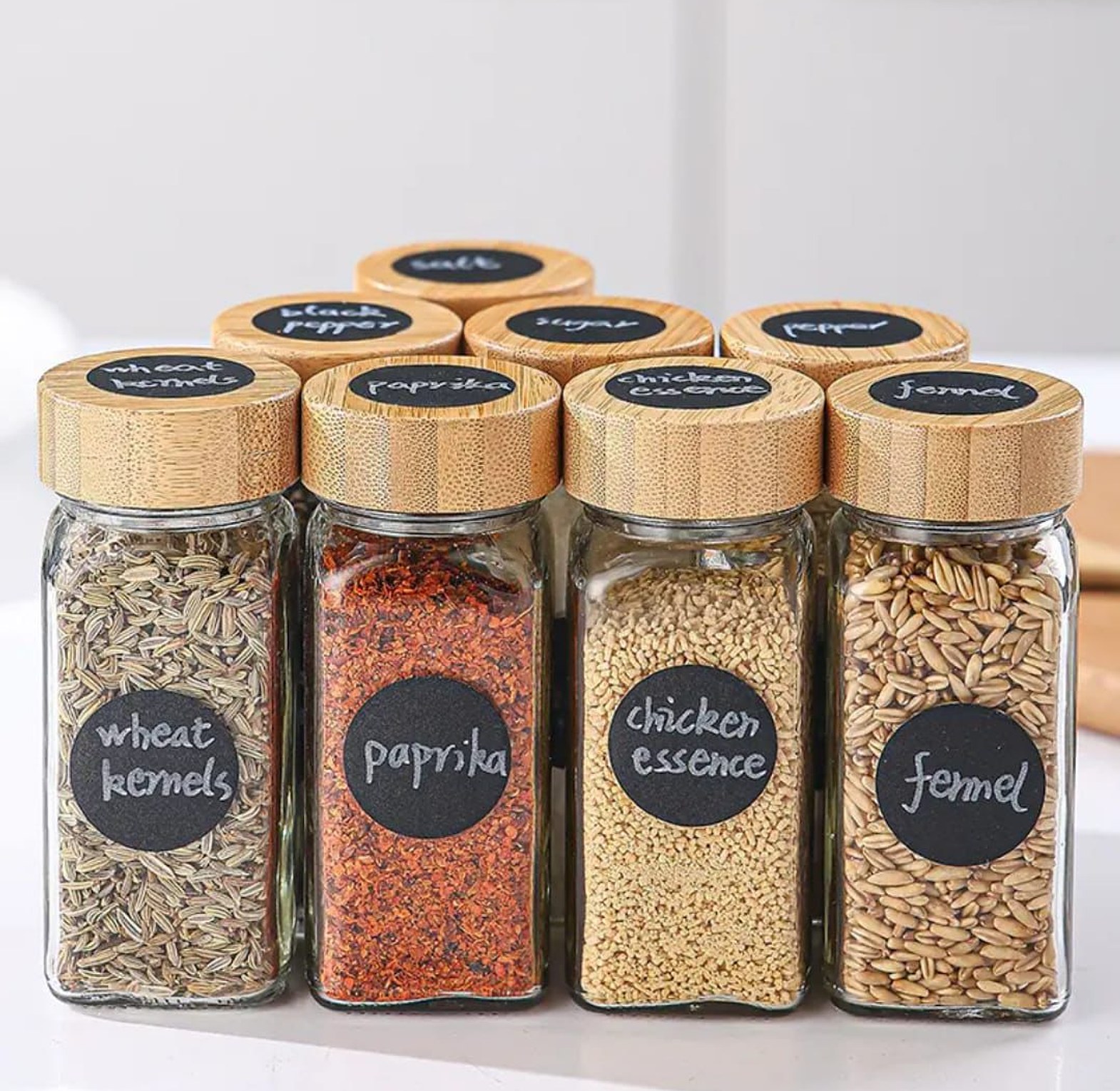 29pcs set glass storage spice jars with bamboo lid image