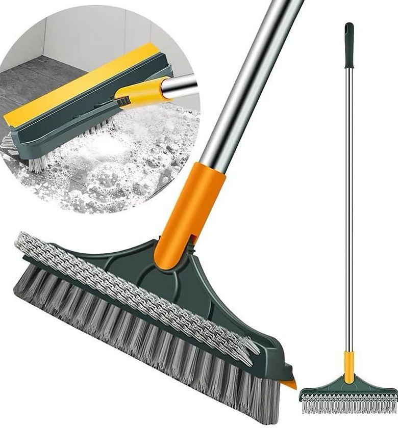 3-in-1 Floor Scrubbing Brush with Broom & Squeegee image