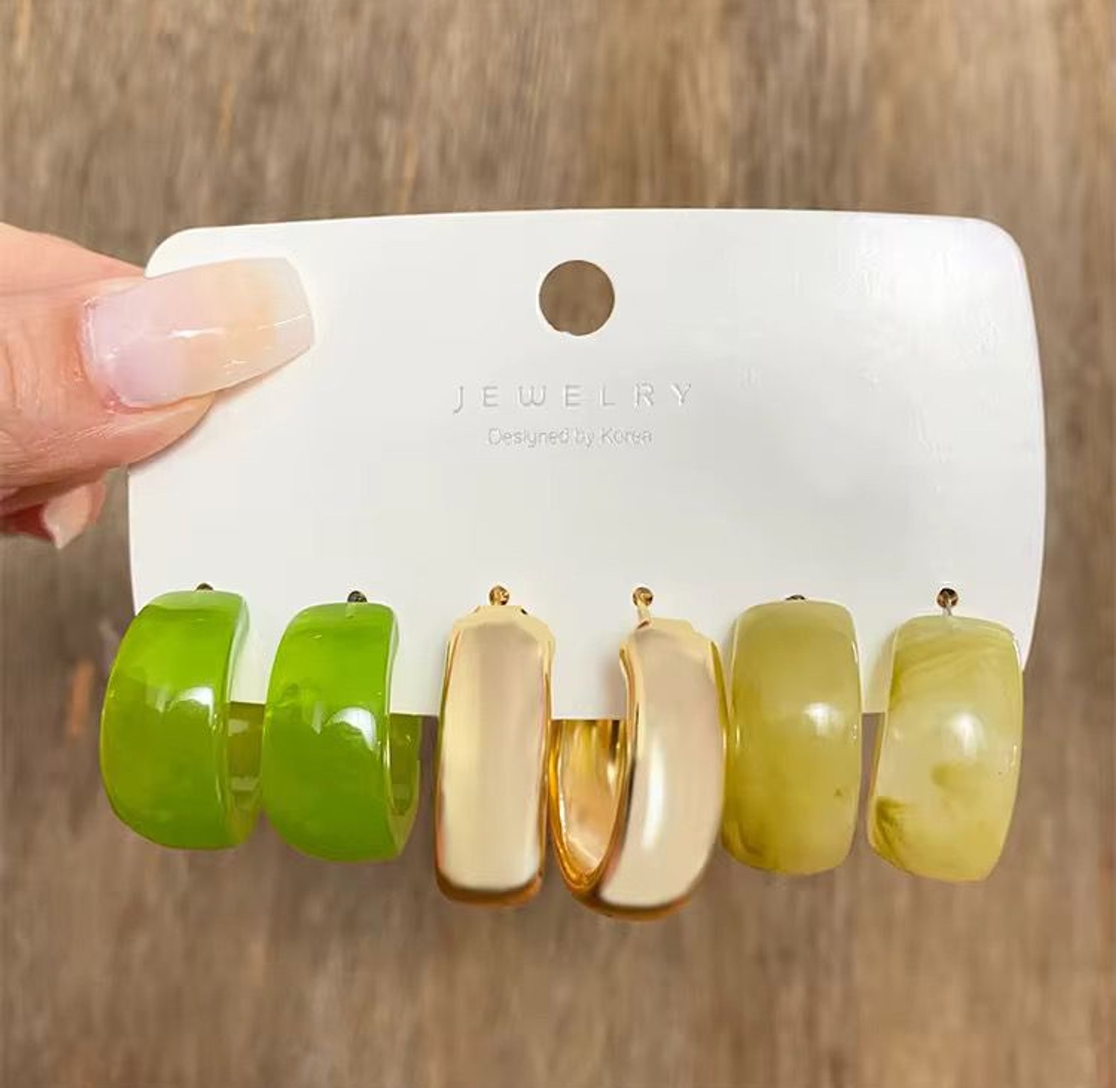 The Multi-Tone Resin & Gold Hoop Earring Set image
