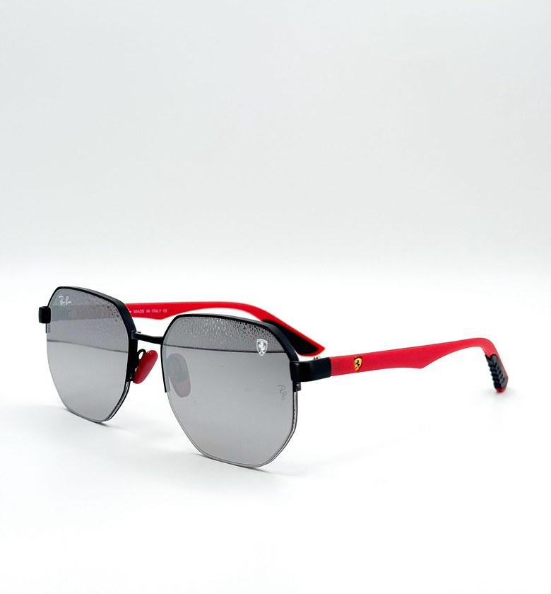 Sporty Red and Black Geometric Shield Sunglasses image