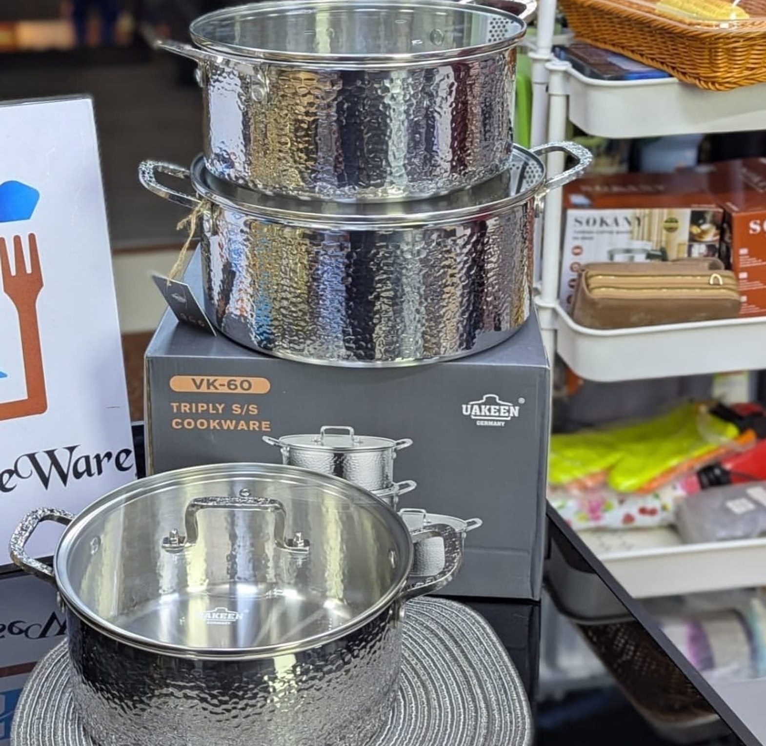 6-Piece Premium Triple-Ply Hammered Stainless Steel Casserole Set image