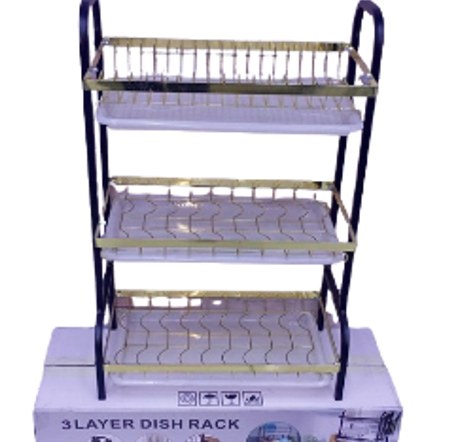 Dish Rack. 3 Layer Advanced Gold Black Dish Rack image