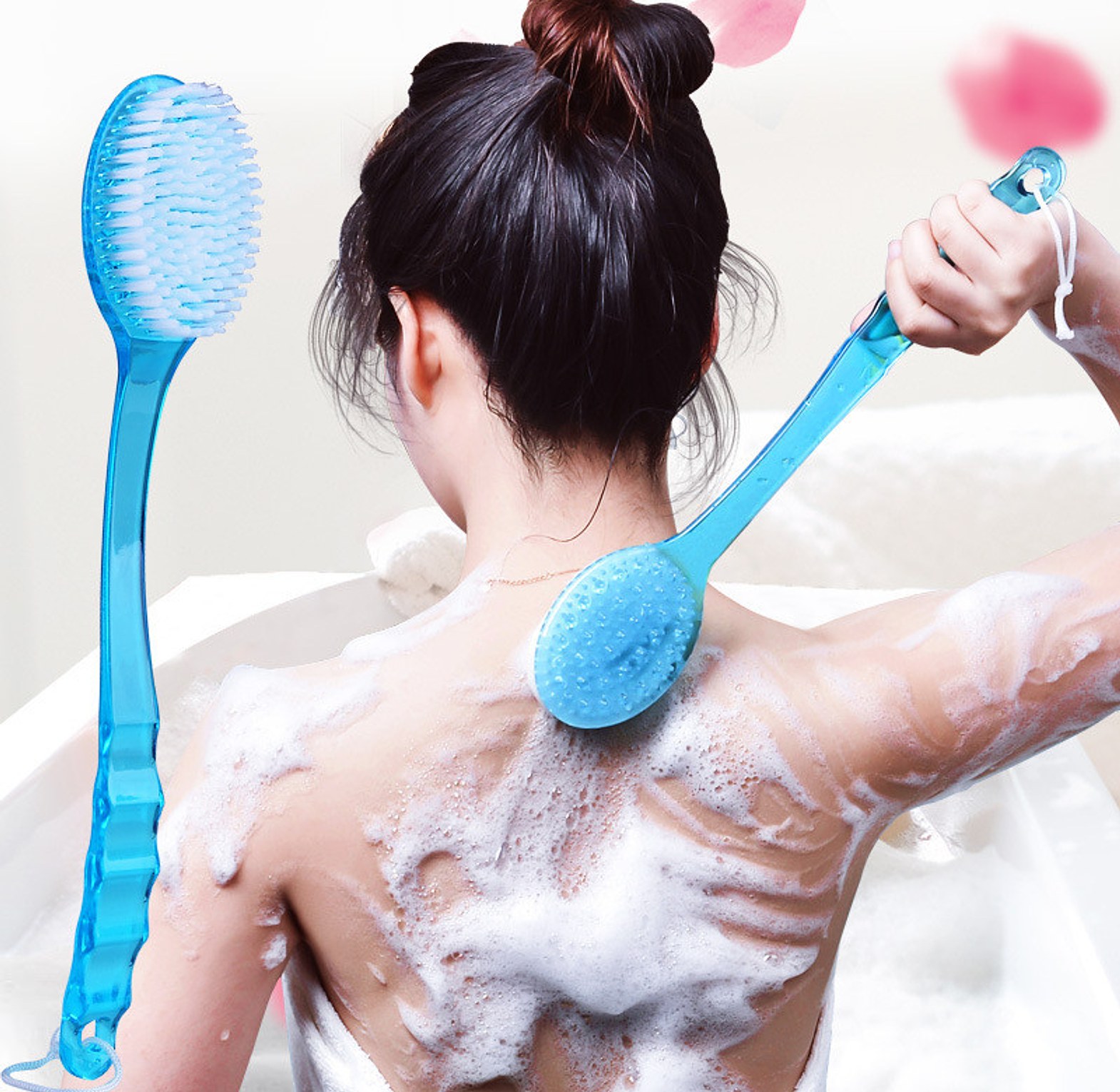 Long Handle Back Scrubber Shower Brush for Deep Exfoliation & Body Massage - Soft Bristle Skin Scrubber for Men & Women image