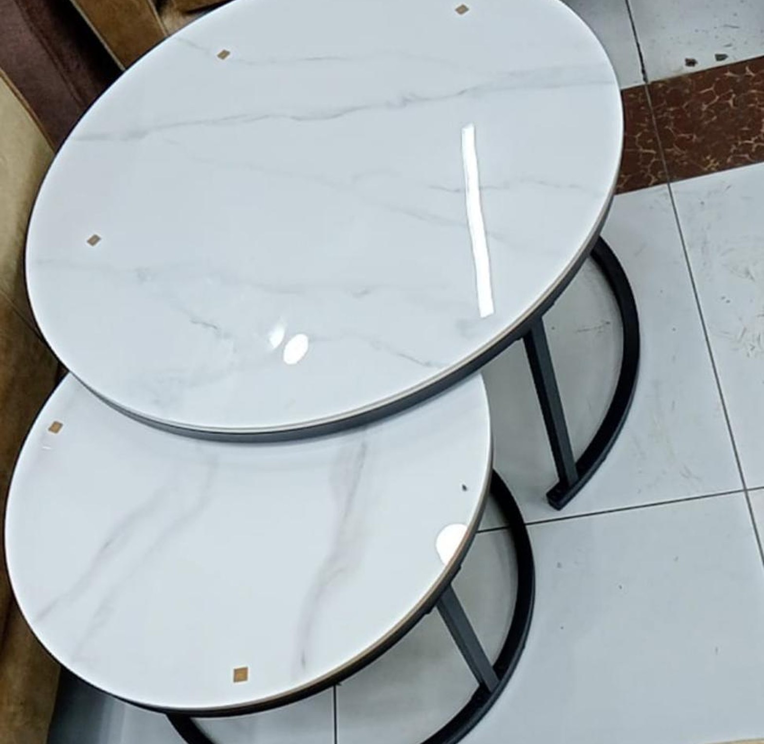 Coffee  Table. 2 in 1 Pure marble table with black stand  image