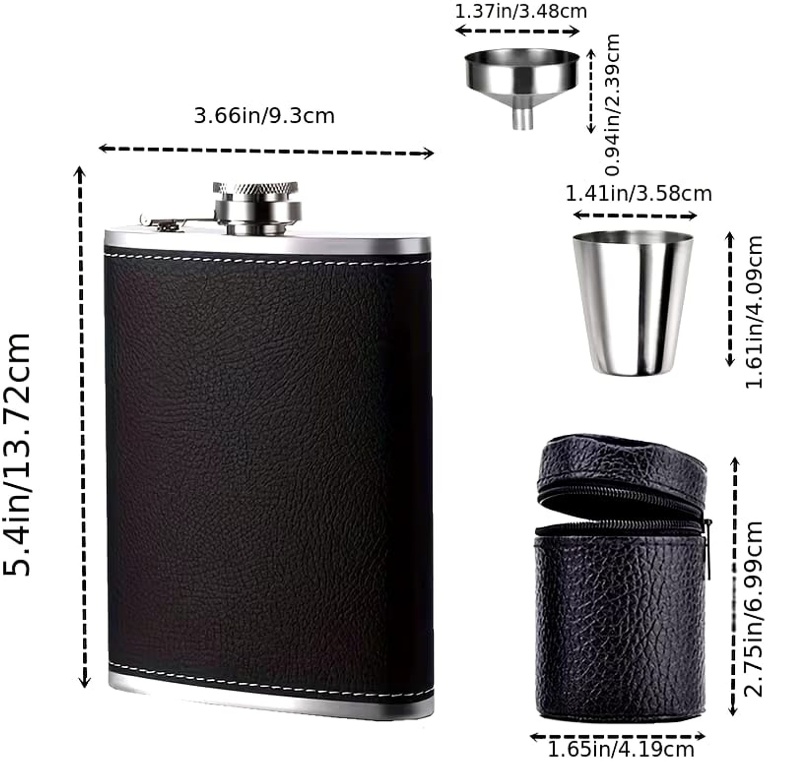 8oz Stainless Steel Hip Flask Gift Set with 4 Shot Cups & Funnel - Leak-Proof Leather Wrapped Liquor Flask for Men & Women - Nairobi, Kenya image
