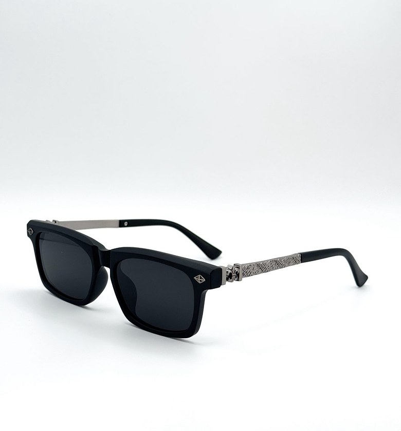 Matte Black Rectangular Sunglasses image