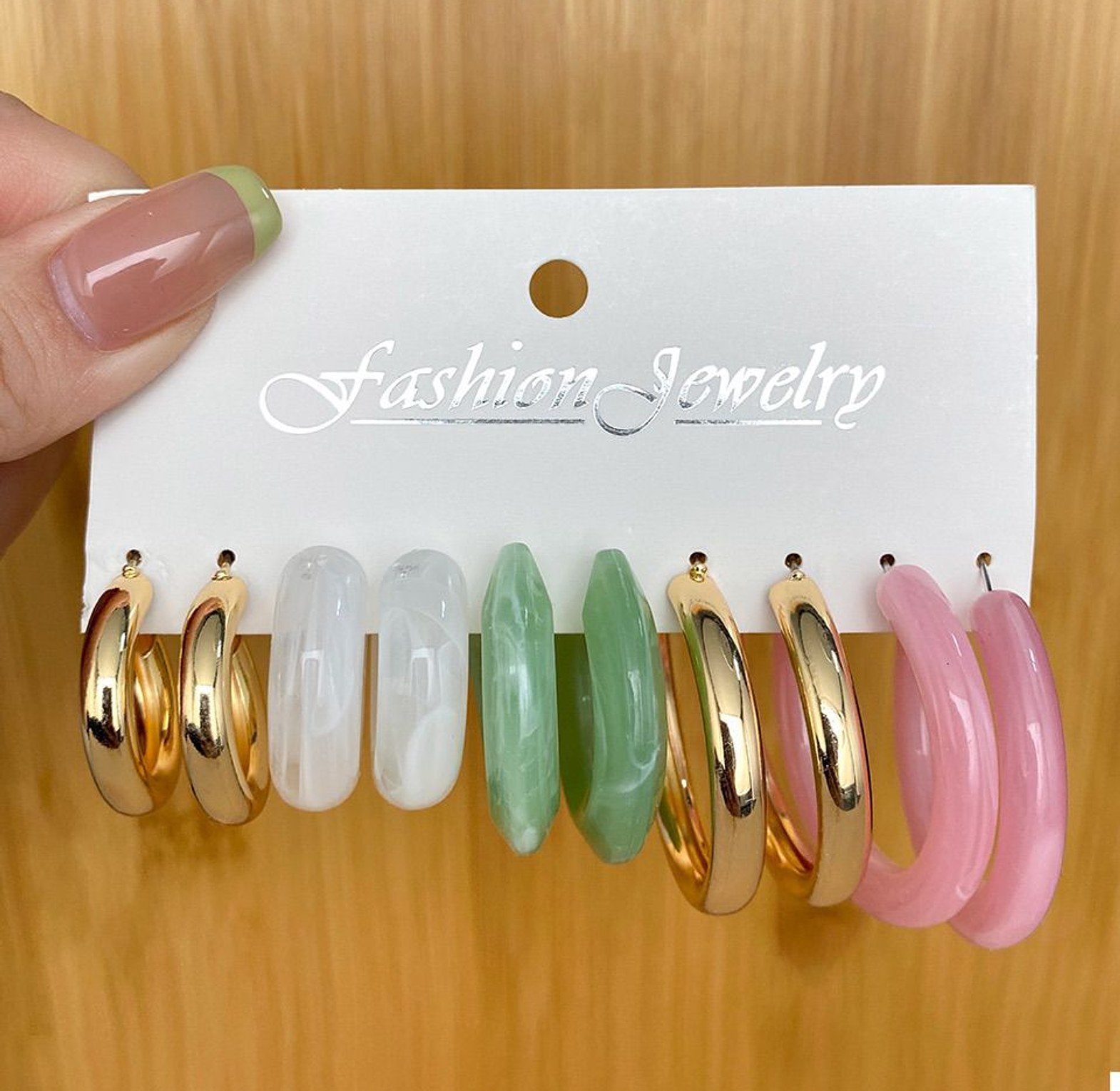 The Colorful Resin & Gold Hoop Set image