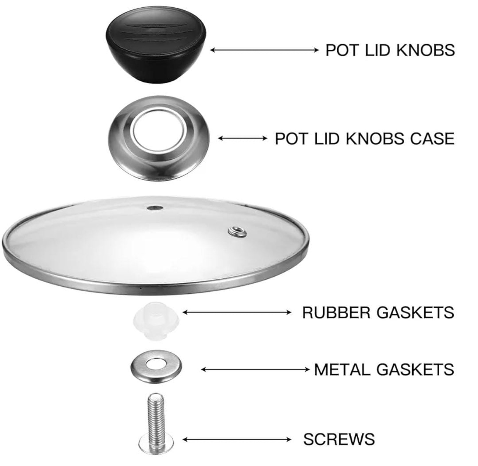 3 Piece Sufuria Glass Lid Knob Replacement image
