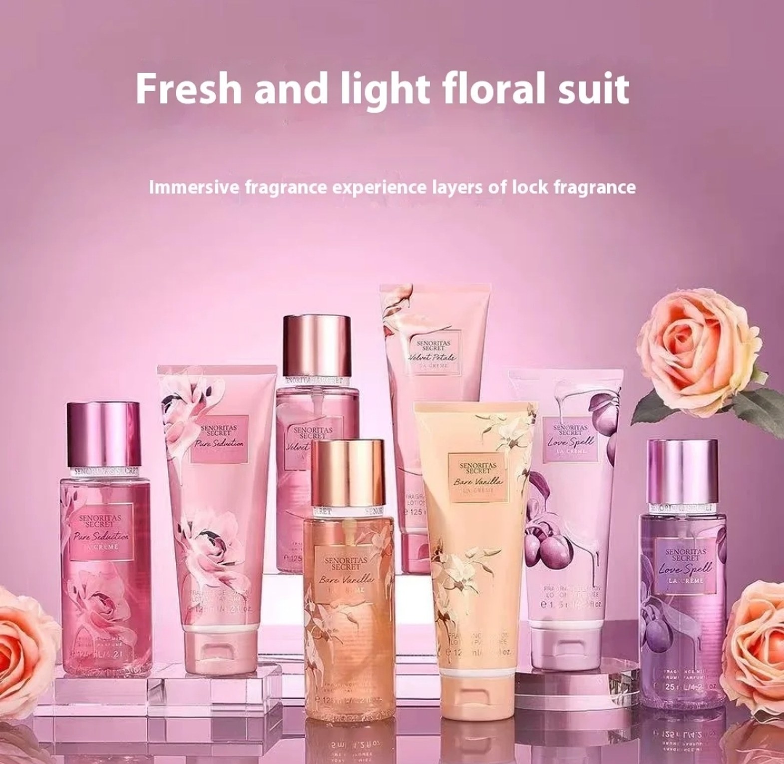 Senoritas Secret Pure Seduction La Creme Perfume Gift Set with 125ml Body Mist & 125ml Perfume Lotion  image