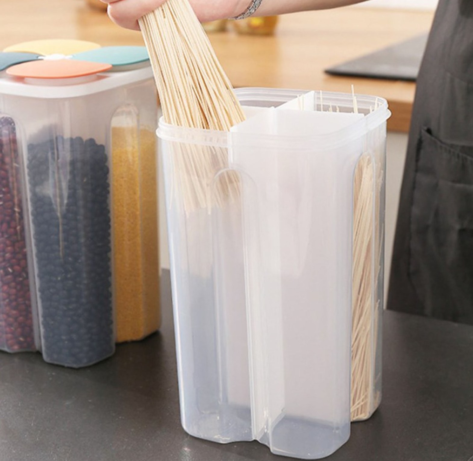4-in-1 Airtight Kitchen Storage Container 2L – Multi-Grain Dispenser for Organized Pantries image