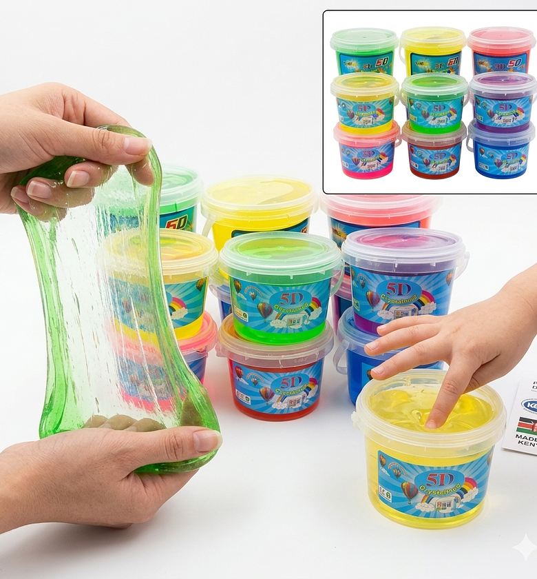 5D Crystal Slime Mud 250g Non-Sticky Kids Sensory Play Toy Tube — Vibrant Stretchable Slime for Children and Stress Relief image