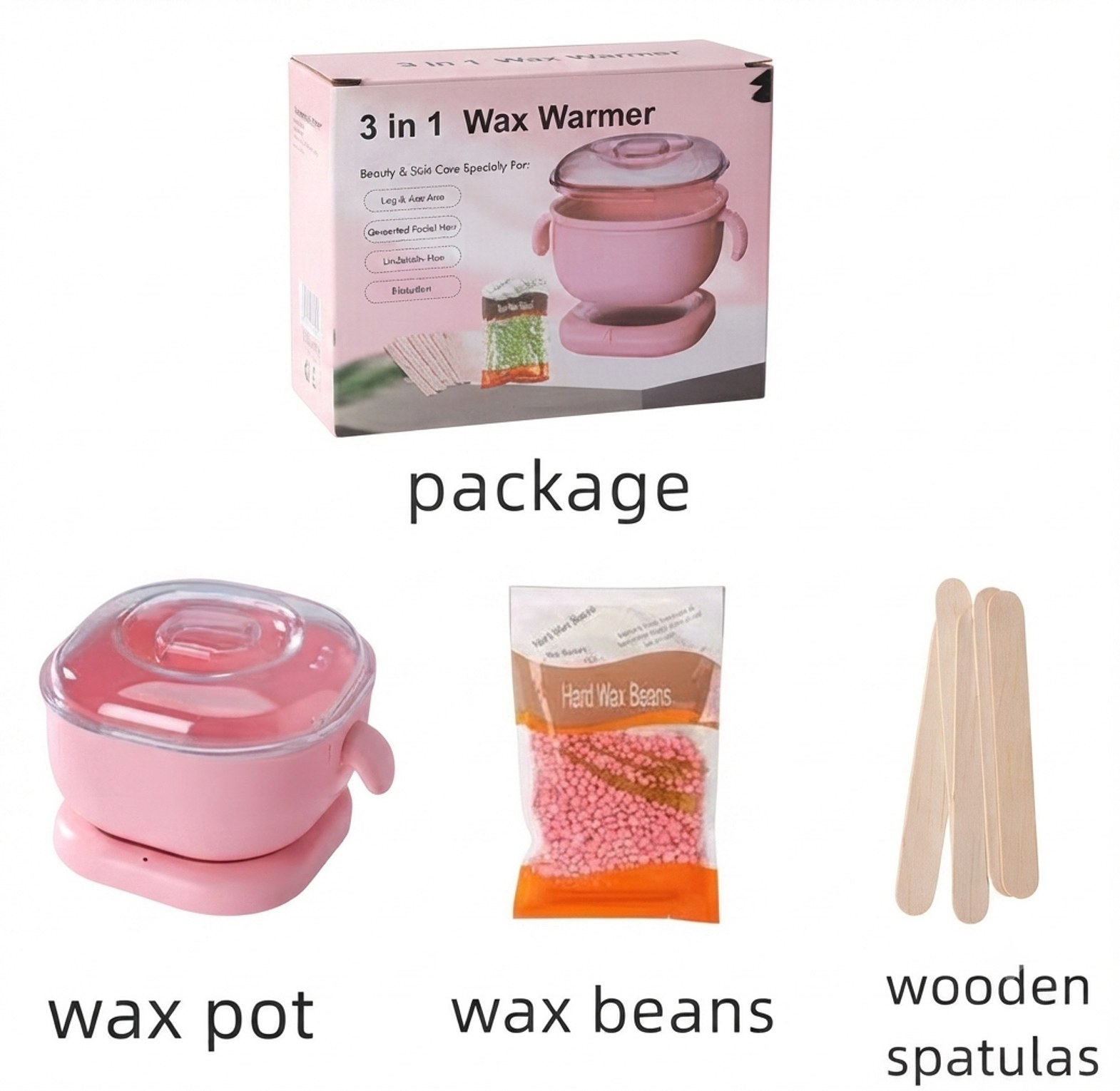 3 in 1 Electric Wax Warmer Kit Professional Hair Removal Heater with Beans and Spatulas image
