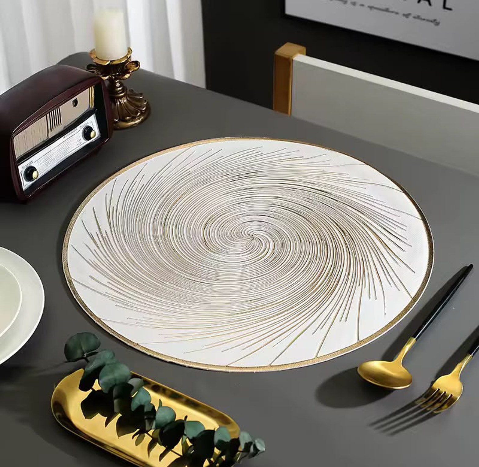 6-Piece Luxury Swirl Round PVC Placemat Set image