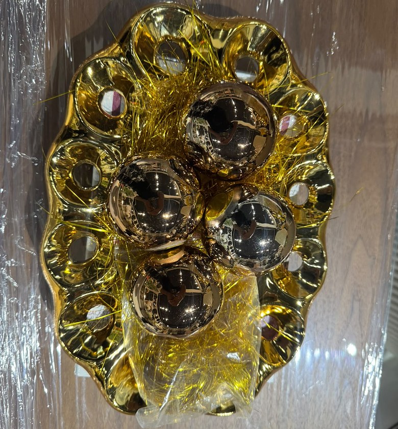 Mirrored Decorative Tray with Three Silver Balls image