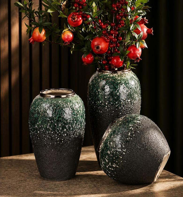 Dark Green and gold accent Vase image