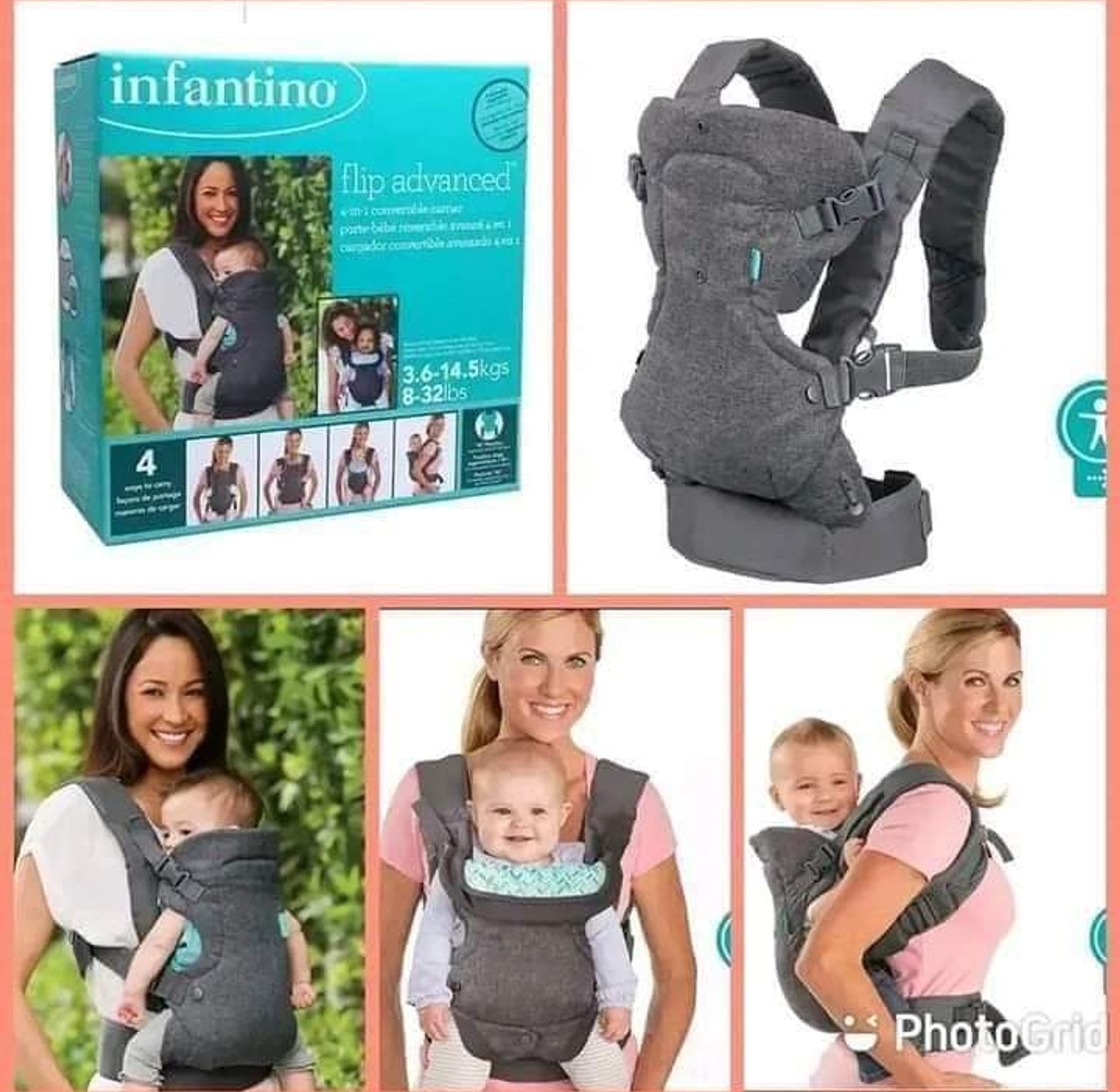 Infantino NEW Ergonomic Hoodie Baby Carrier. (Designed For Babies & Toddlers image
