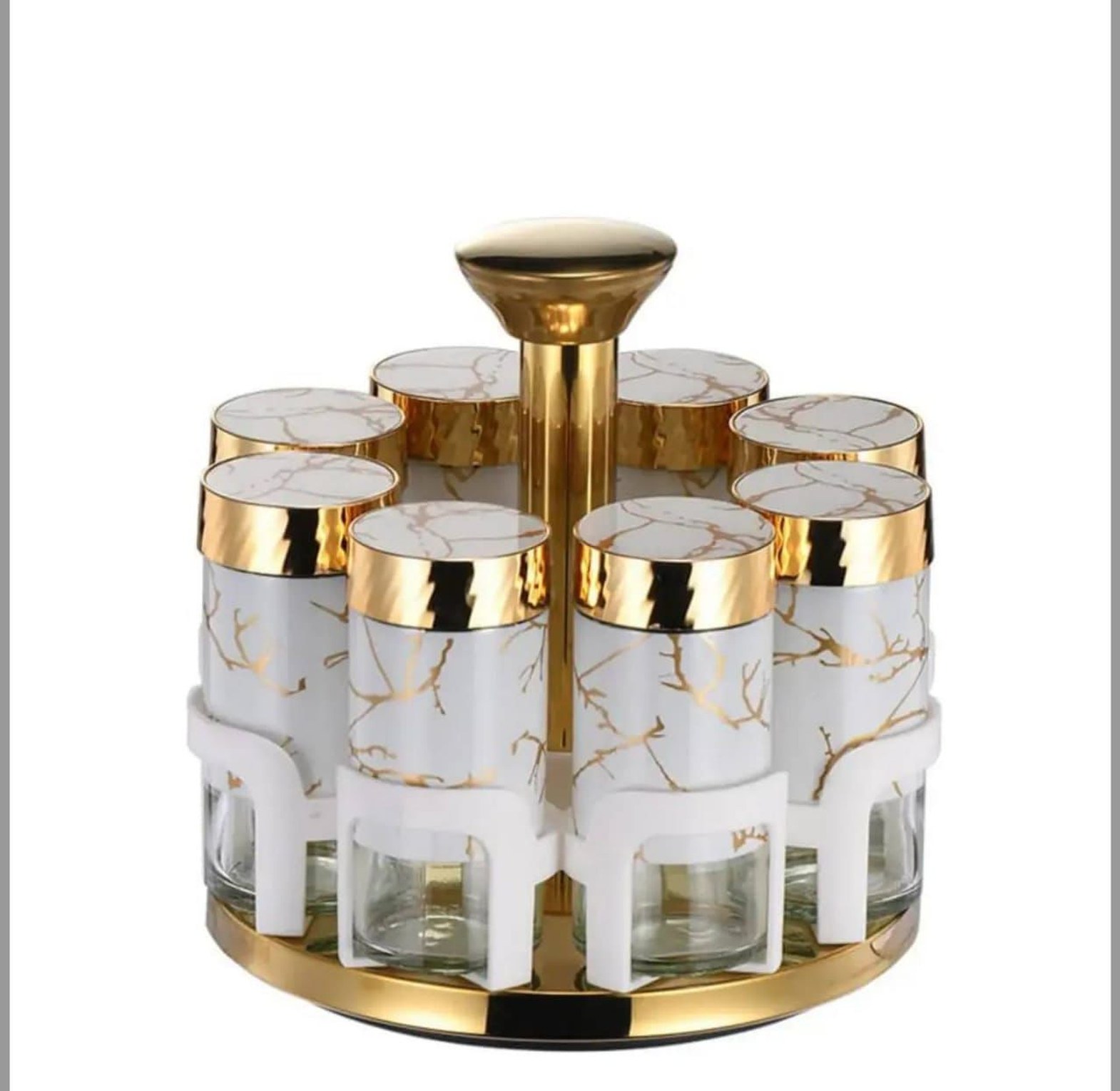 New Stock Alert 8PC Marble Rotating spice jars STYLISH AND BEAUTIFULY DESIGHNED image