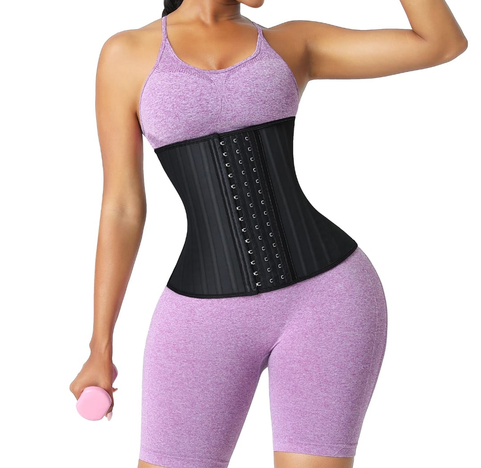 25 Steel-Boned Latex Waist Trainer – Black image