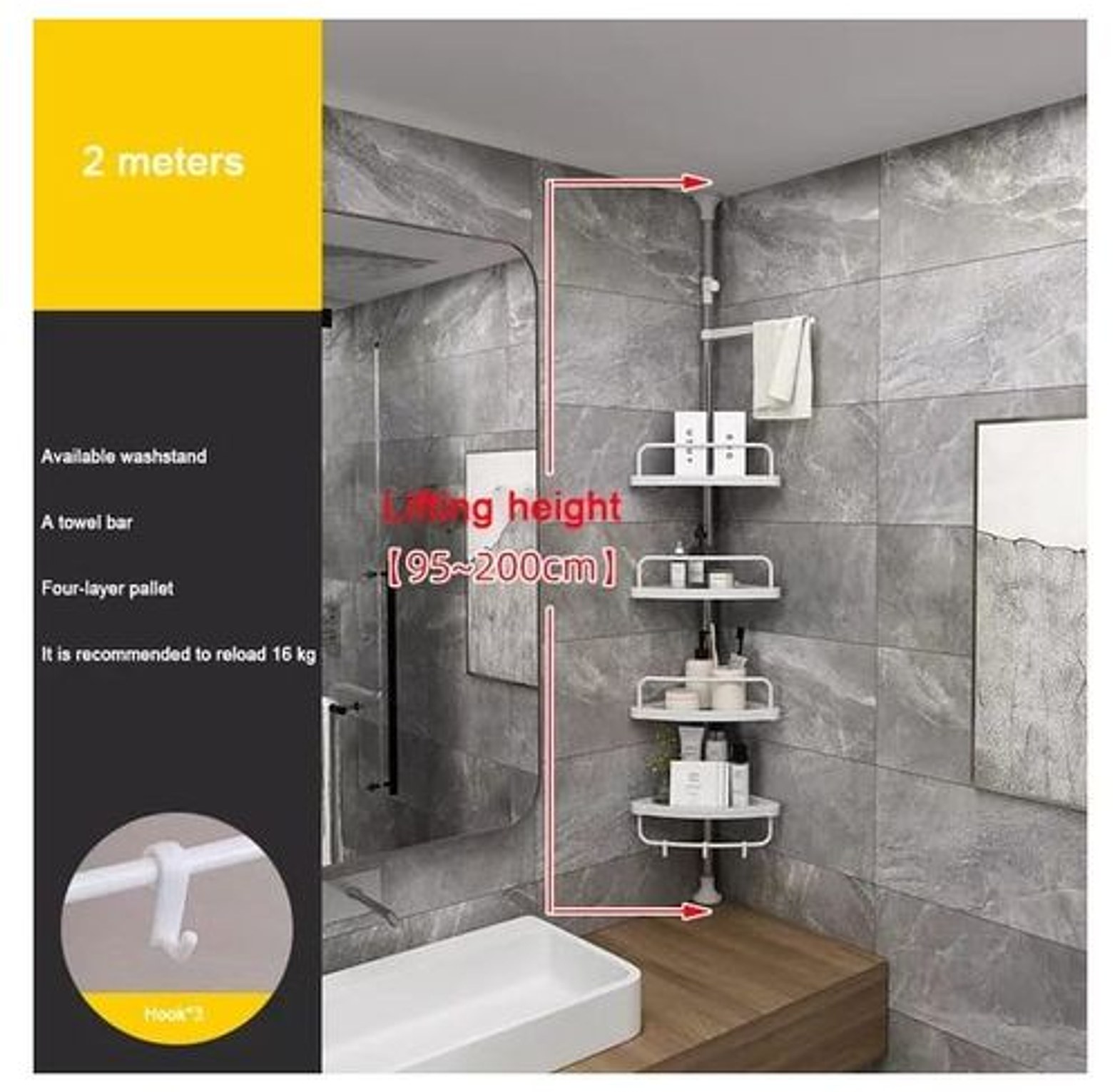 Telescopic Bathroom Corner Shelf Shower Caddy image