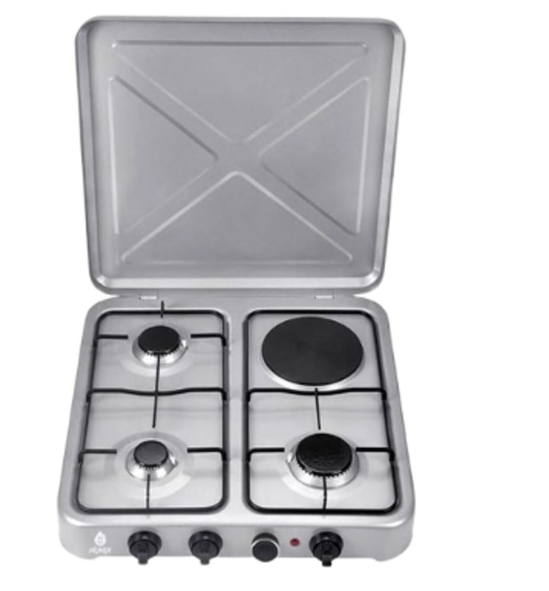 Nunix Top Table 4 Burner Cooker 3 Gas + 1 Electric Hot Plate/ Coil image