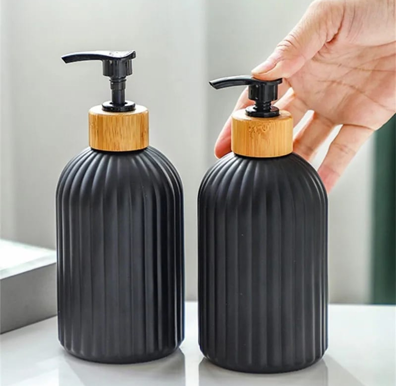 Luxury Glass Lotion Bottle Soap and Gel Dispenser Shower Gel  image