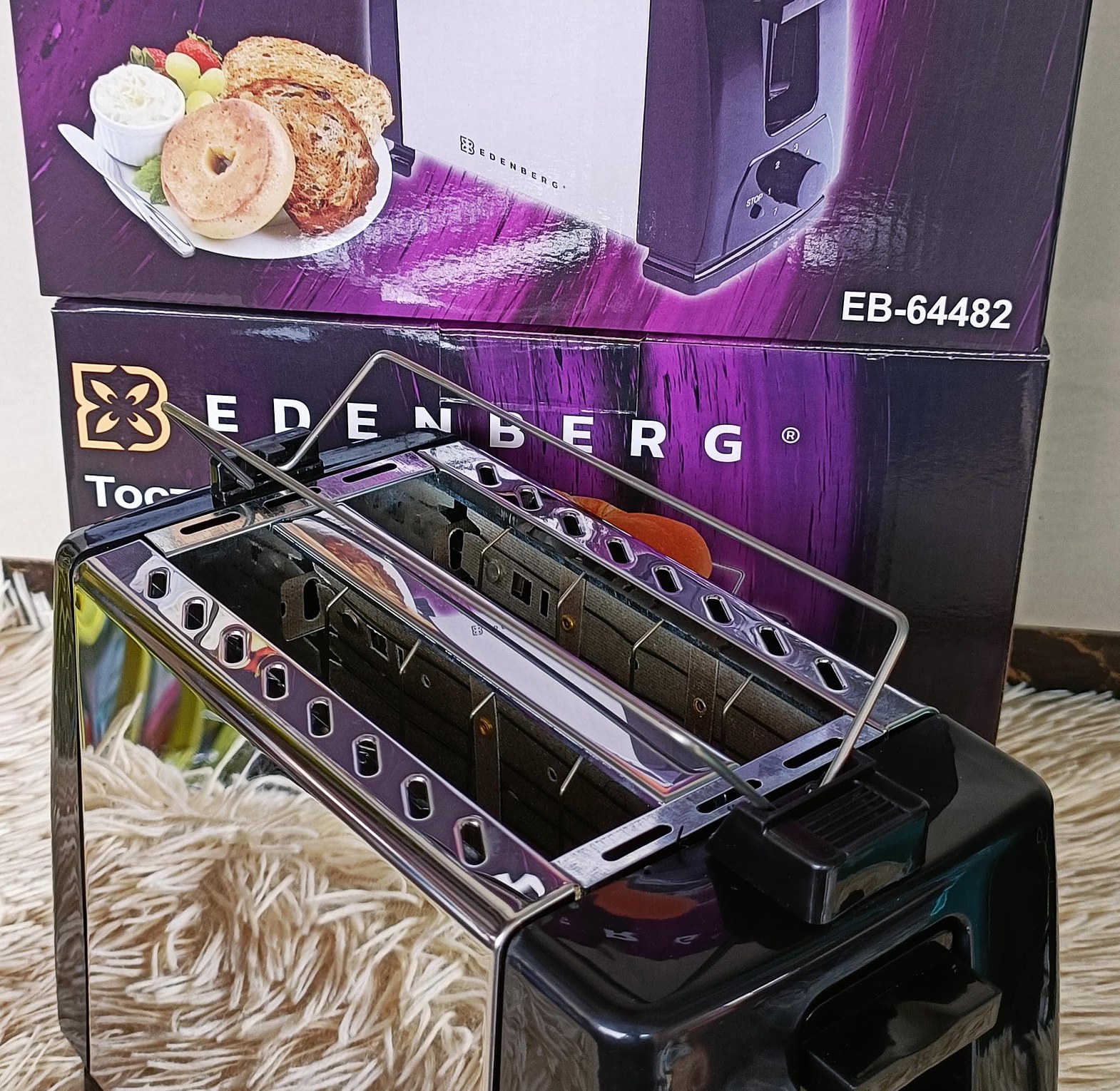 Edenburg  Stainless Steel Pop up Toaster - 2 Slice for Toasting Breads, Waffles image