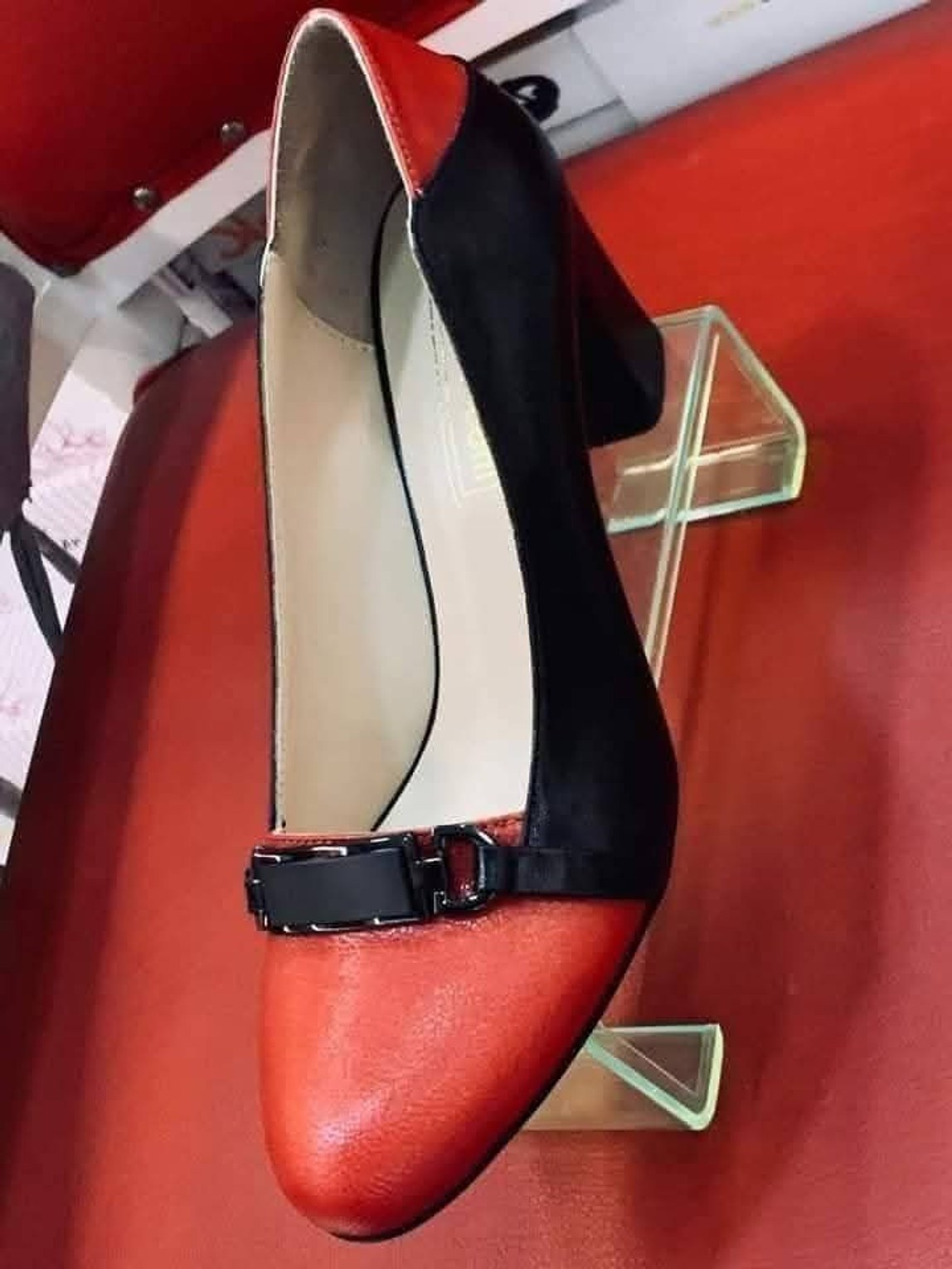 Bold Turkish Pure Leather Red and Black Shoes image