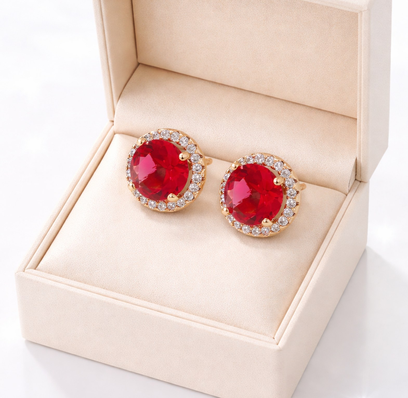 Ruby Red Gold Studs image