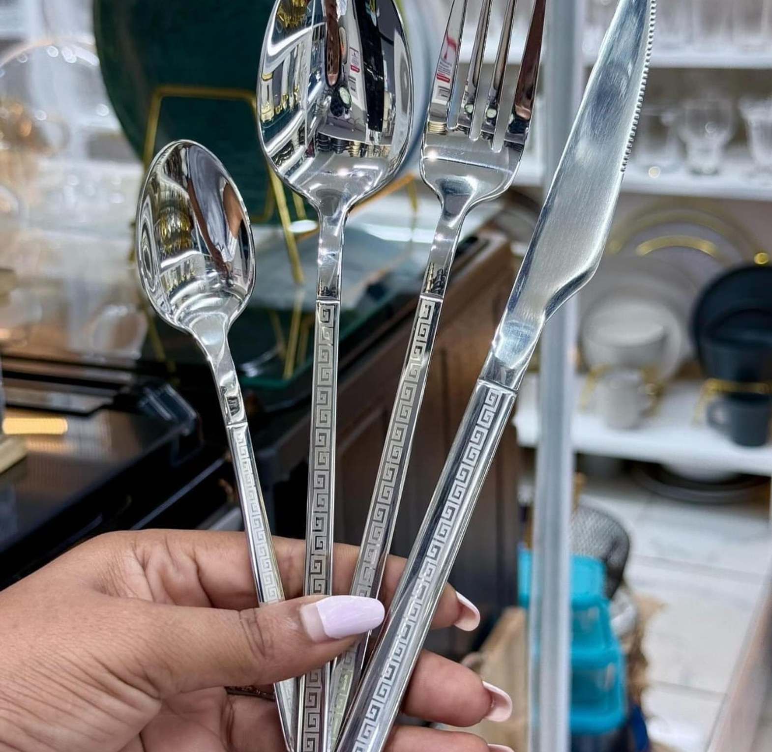 Cutlery Set /Premium Hammered Stainless Steel Flatware Spoon Set image