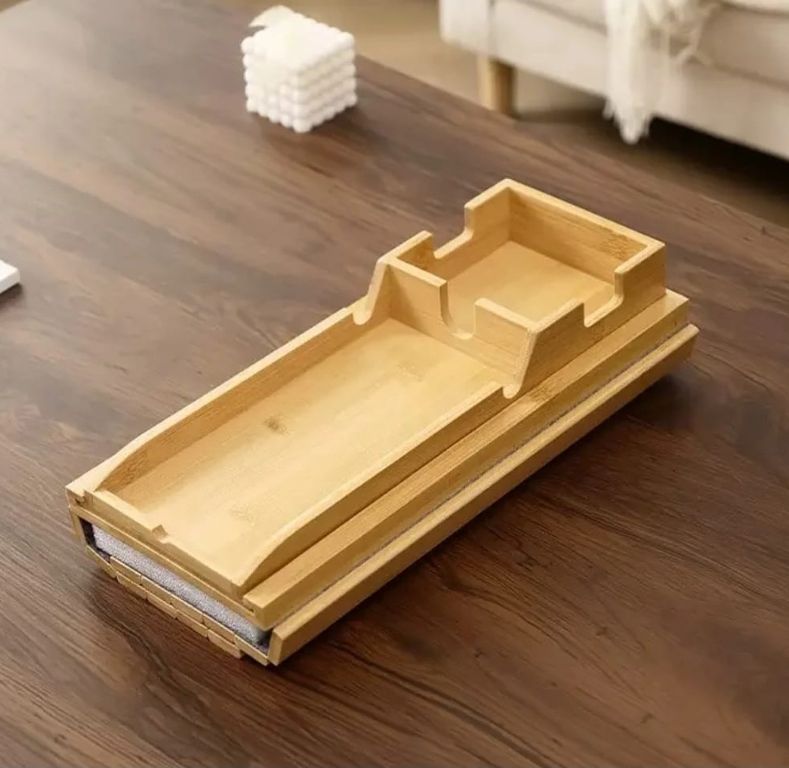 Bamboo sofa arm rest organizer  image