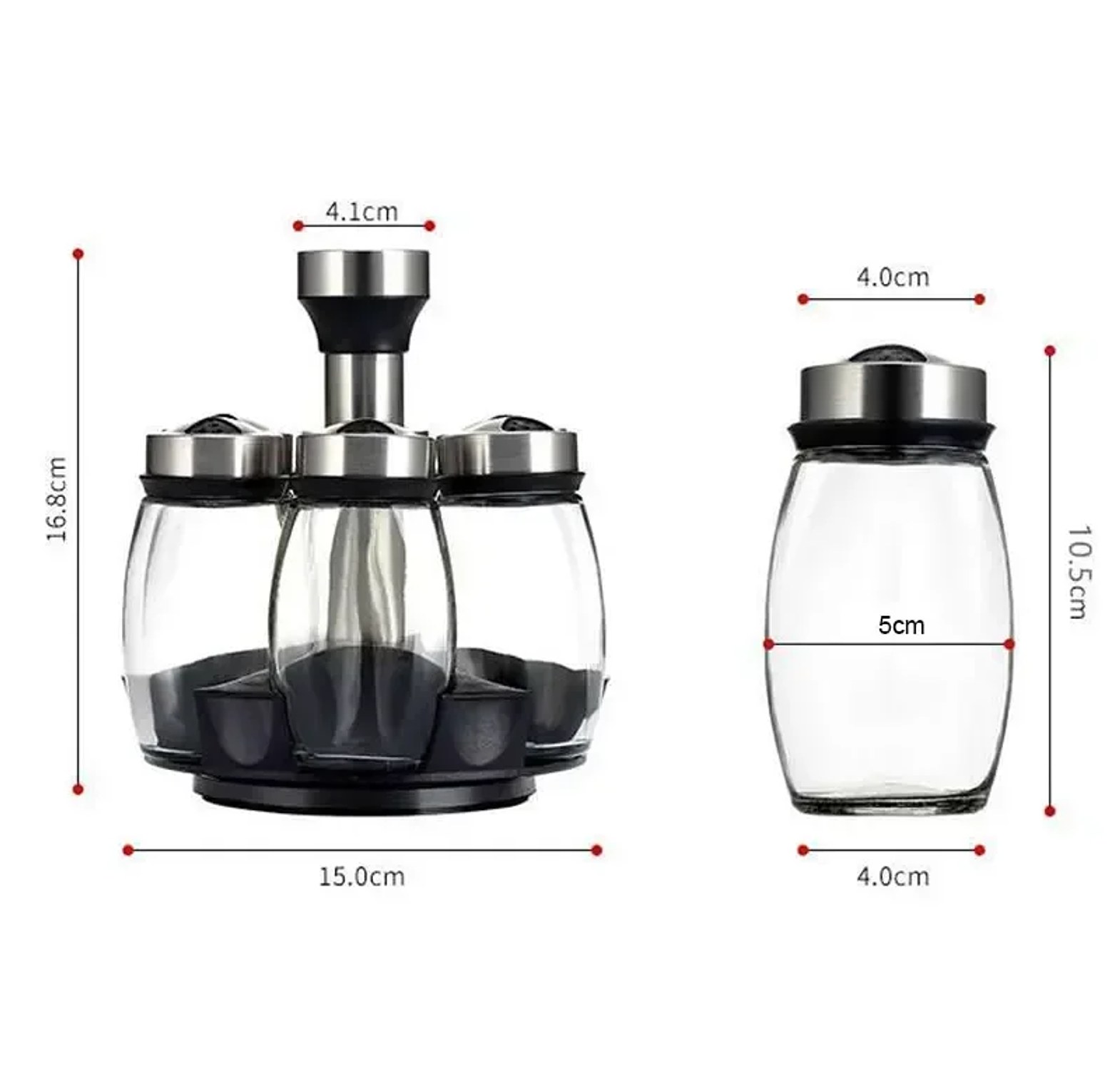 Rotating Spice Rack Set with 6 Glass Jars – Premium Kitchen Organizer & Storage Solution image