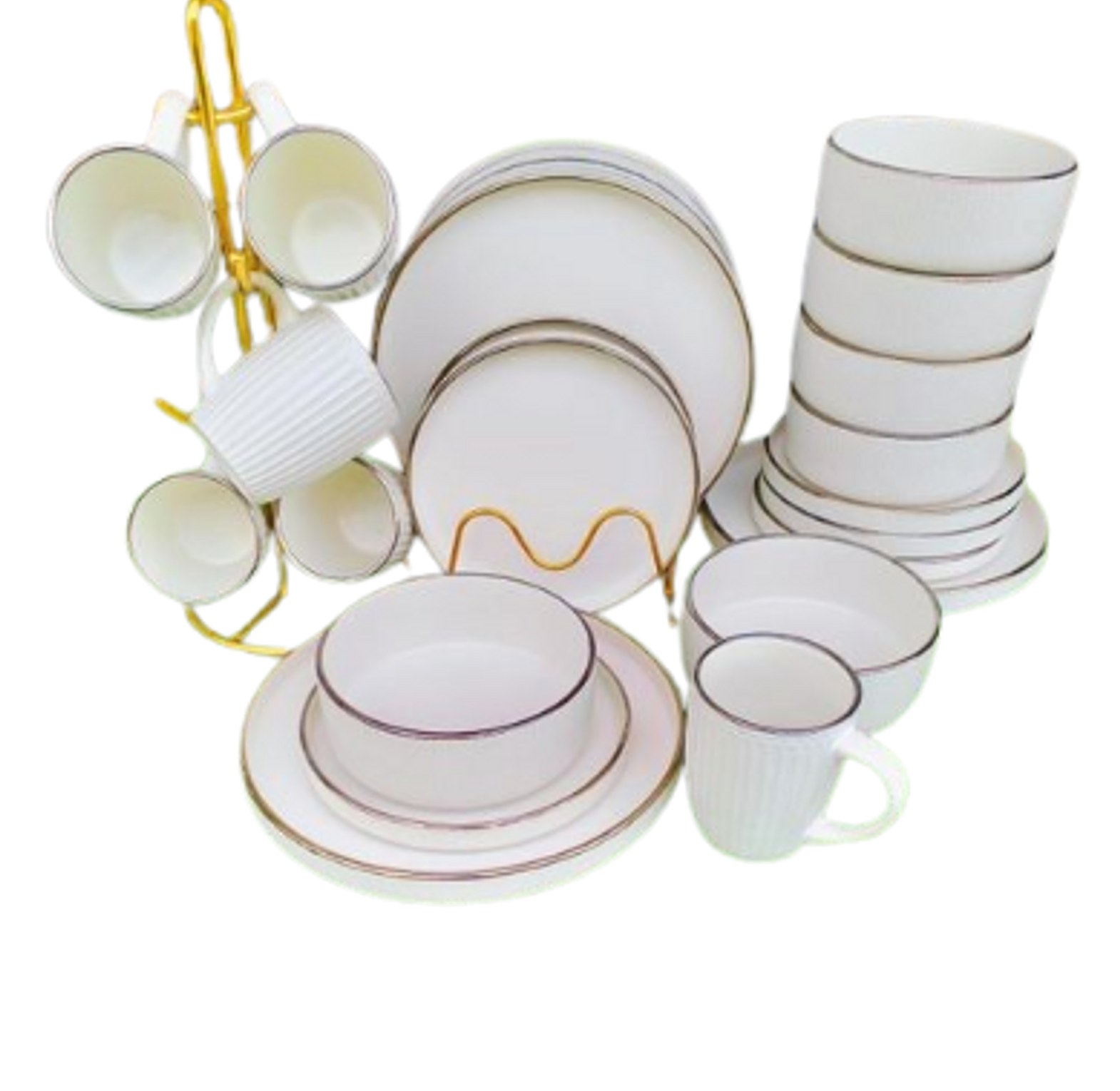 24 Piece White Ceramic Dinnerware Set  image
