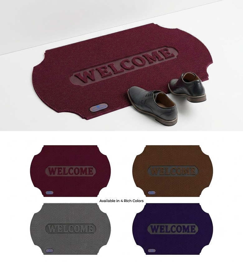 Heavy Duty Rubber Welcome Door Mat Anti Slip Dirt Trapper Outdoor Entryway Carpet For Home And Office image