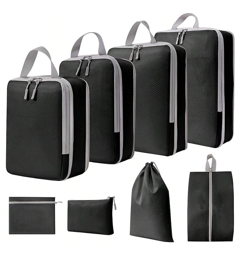 8pc Travel Packing Cubes Set, Luggage Organizer Storage Bags image