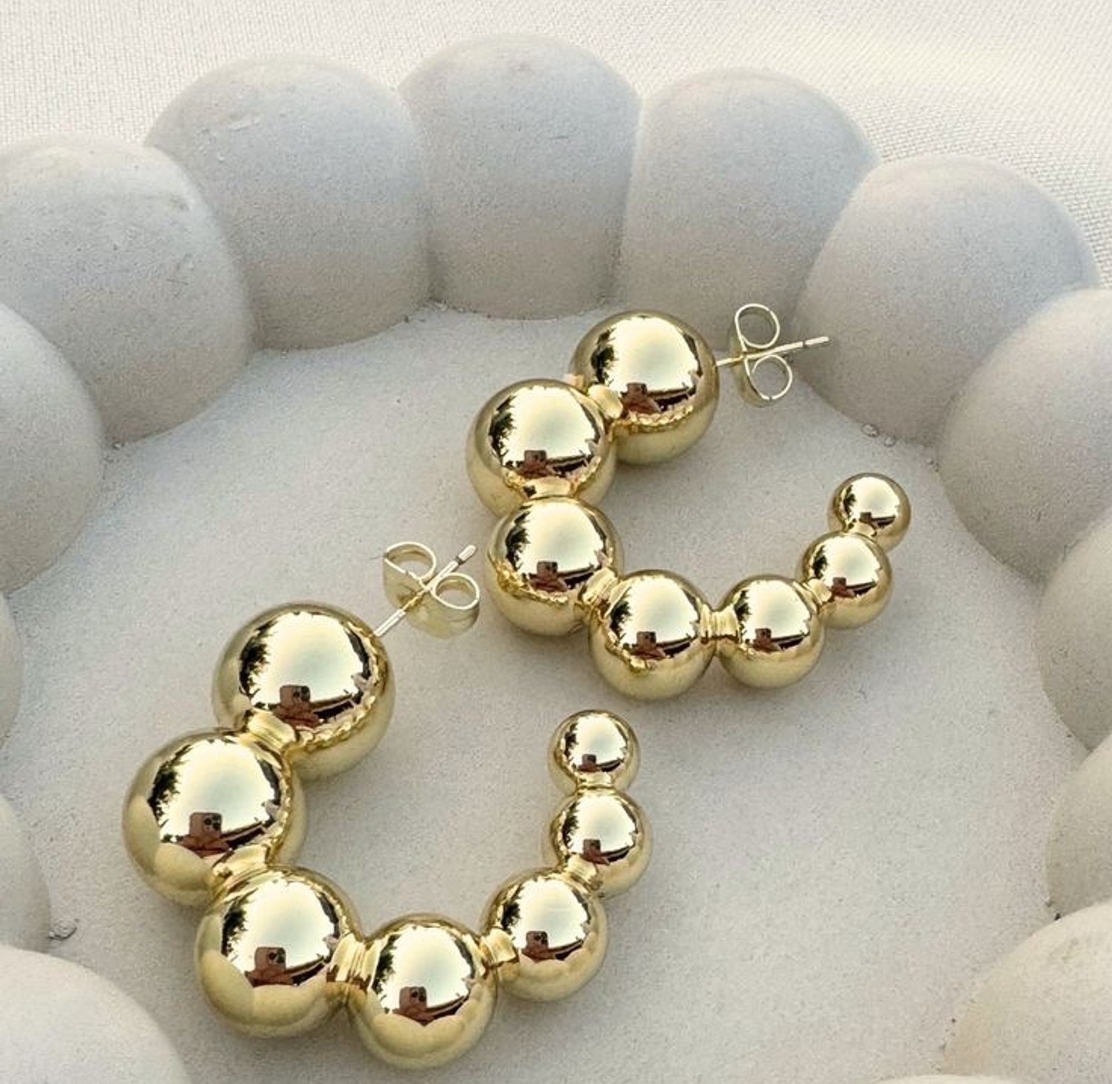 Gold bubble hoops earrings  image