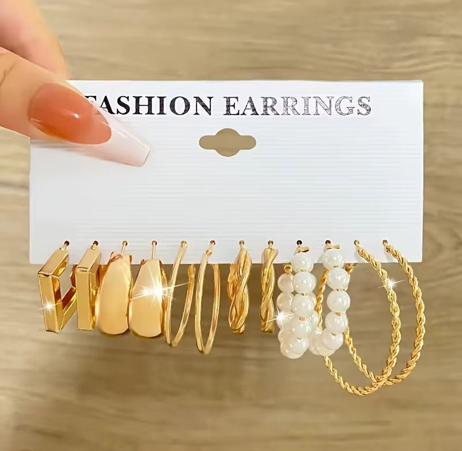The Geometric & Pearl Gold-Tone Earring Collection image
