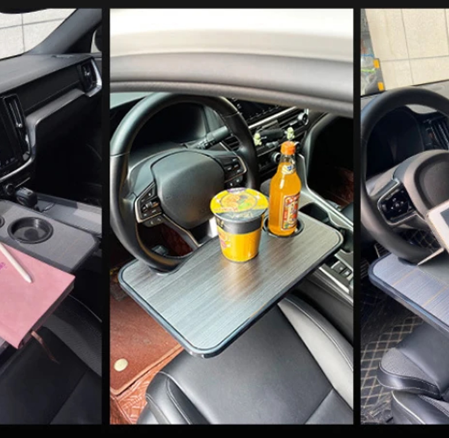 Universal Car Steering Wheel Tray & Laptop Desk - Portable Food Table for Drivers - Heavy Duty Interior Accessory image