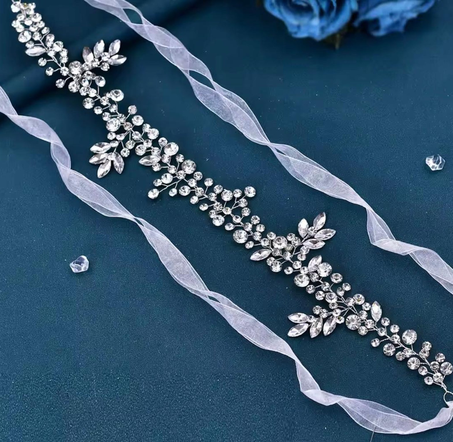 Sylvie Crystal and Zirconia Bridal Headband image