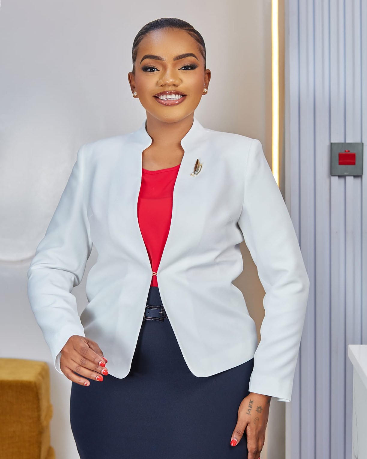 Premium Turkish White Chinese Collar Blazer image