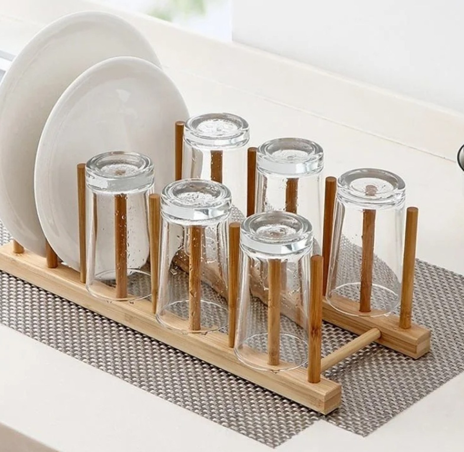7 slot bamboo plate/pot lid/cutting board rack holder image